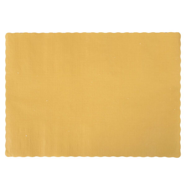 Hoffmaster 310560 10" x 14" Gold Colored Paper Placemat with Scalloped Edge 1000/Case