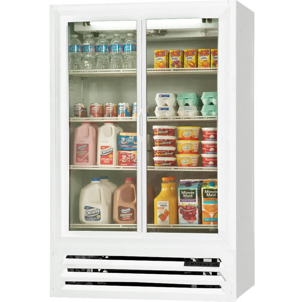 Beverage-Air LV15-1-W-HD White LumaVue 2 Hinged Glass Door Refrigerated Merchandiser - 15 Cu. Ft.
