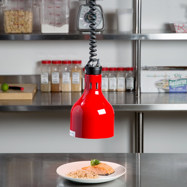 Cres Cor IFW-63-10-R Retractable Ceiling Mount Infrared Bulb Food Warmer with Red Finish