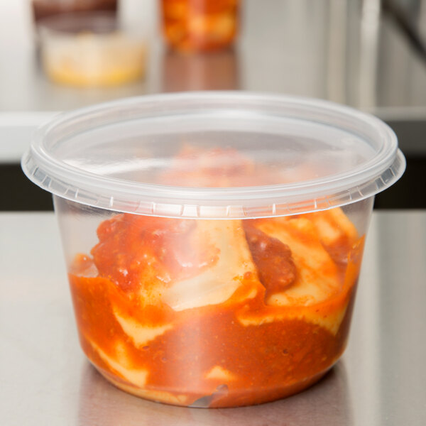 Choice 16 oz. Ultra Clear Recycled PET Plastic Round Deli Container and