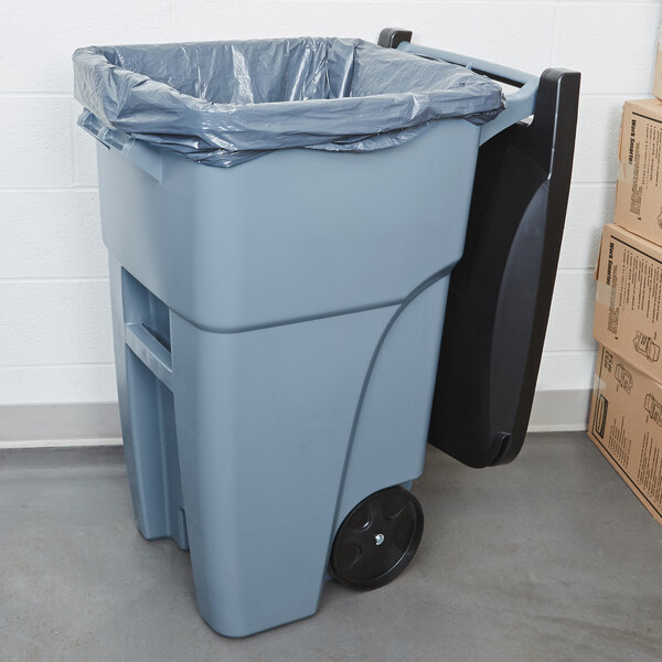 Rubbermaid Commercial Products Brute 50 Gal. Grey Rollout Trash Can with  Lid FG9W2728GRAY - The Home Depot