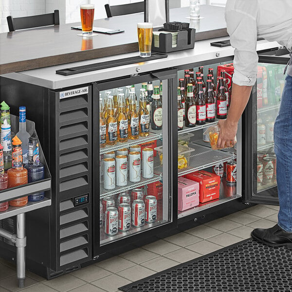 Beverage-Air BB78HC-1-G-B 79" Black Counter Height Glass Door Back Bar Refrigerator