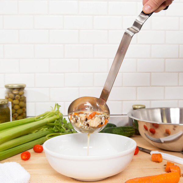 Vollrath Jacob S Pride 6 Oz One Piece Stainless Steel Ladle With Ergo Grip Black Kool Touch Handle