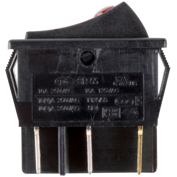 A white Avantco lighted on/off switch with two red lights.