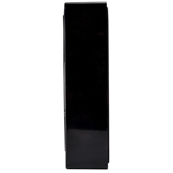 A black rectangular fan with a white background.