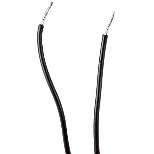 A black wire with silver ends connected to an Avantco fan.