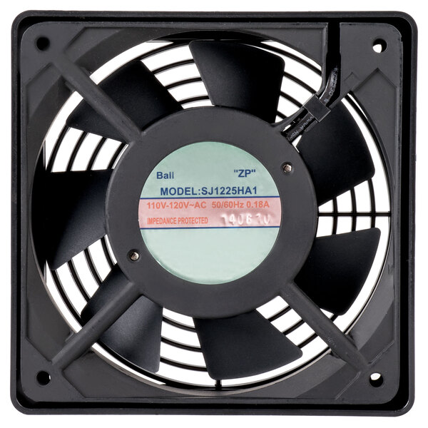 An Avantco 177PMX30FAN black fan with a white label.