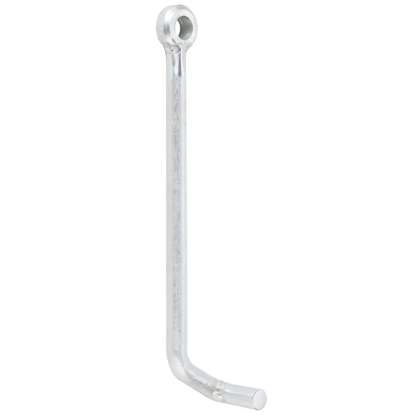 An Avantco silver metal pull rod with a white handle.