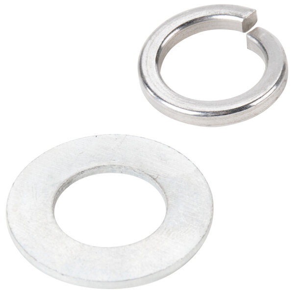 An Avantco Initiative Axle Assembly with stainless steel washers on a table.