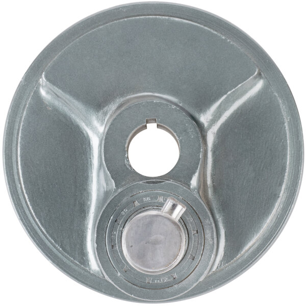 A round metal Avantco mixing axle assembly with a hole in the center.