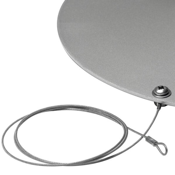 A metal wire attached to a circular metal plate.
