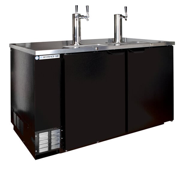 Beverage-Air DD58HC-1-B-016 (2) Double Tap Kegerator Beer Dispenser - Black, (3) 1/2 Keg Capacity