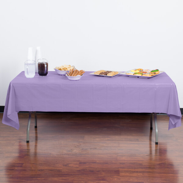 54x108 Plastic Tablecloth Purple Single 