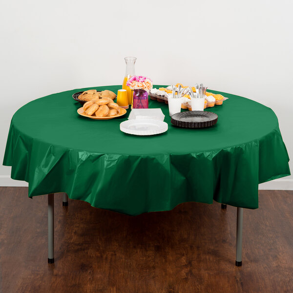 Creative Converting 703261 82" Emerald Green OctyRound Disposable Plastic Table Cover