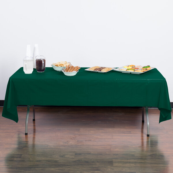 Creative Converting 723124 54" x 108" Hunter Green Disposable Plastic Table Cover