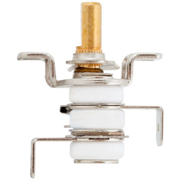 An Avantco thermostat with a white and black knob on a white surface.