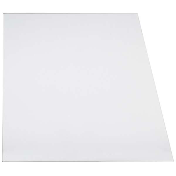 A white replacement glass side panel for a Avantco countertop food warmer.