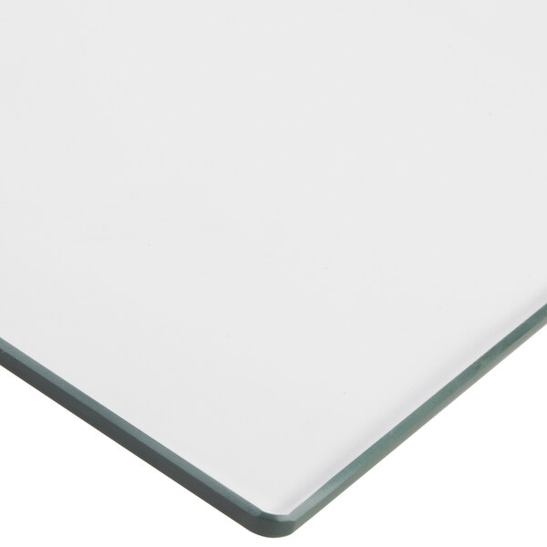 A white rectangular glass door with a clear edge.