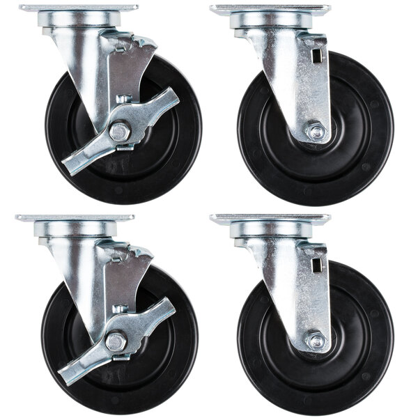 Vulcan and Wolf Equivalent 5" Replacement Swivel Plate Casters - 4/Set