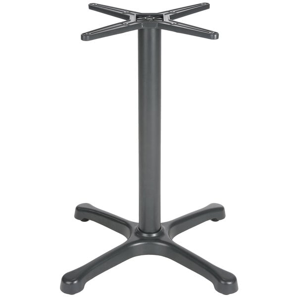 A FLAT Tech anthracite metal table base with a cross-shaped leg.