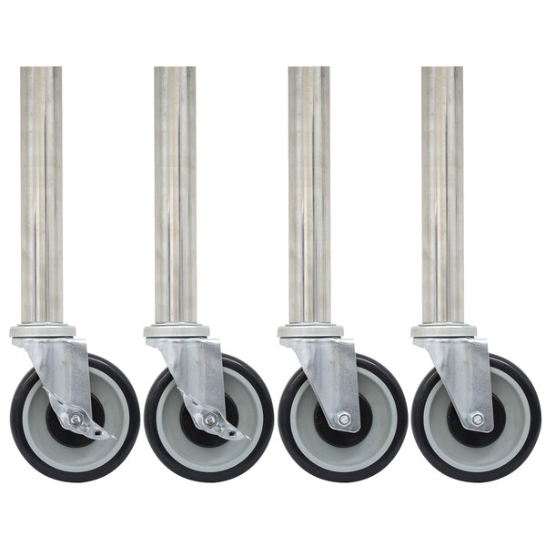 Advance Tabco TA-25S-4 Stainless Steel Legs with 5" Swivel Stem Casters - 4/Set