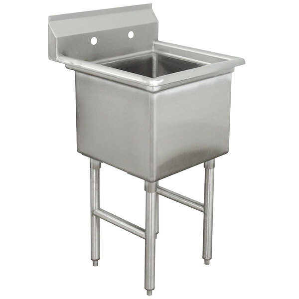 An Advance Tabco stainless steel sink with a square top and legs.