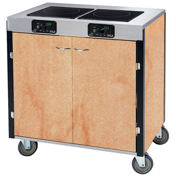 A Lakeside mobile cooking cart with two induction burners.