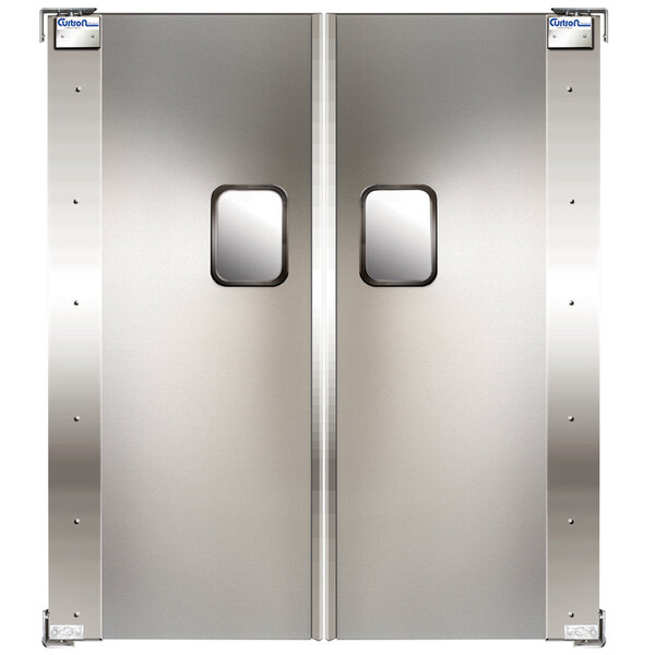 Curtron Service-Pro Series 20 Double Stainless Steel Swinging Traffic Door - 72" x 84" Door Opening