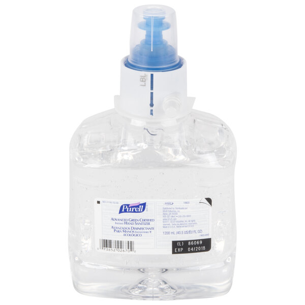 A case of Purell hand sanitizer with a blue lid.