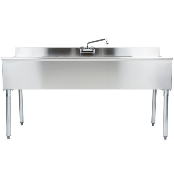 Eagle Group B5C18 3 Bowl Under Bar Sink With Two 13" Drainboards and Splash Mount Faucet 60" Long