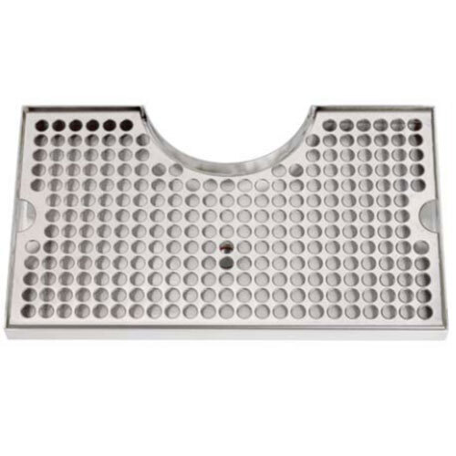 Micro Matic DP-920D 7" x 12" Stainless Steel Surface Mount Drip Tray with 3" Column Cutout and Drain
