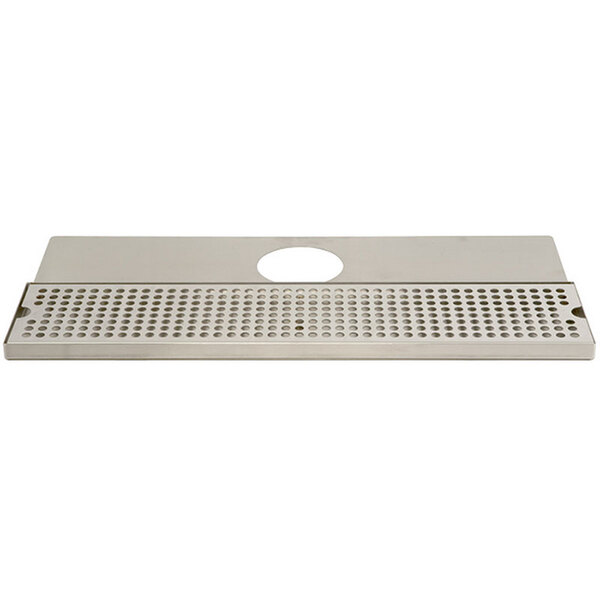 Micro Matic DP-620D-24 11 3/4" x 24" Stainless Steel Surface Mount Drip Tray with Tower Mounting Plate and Drain