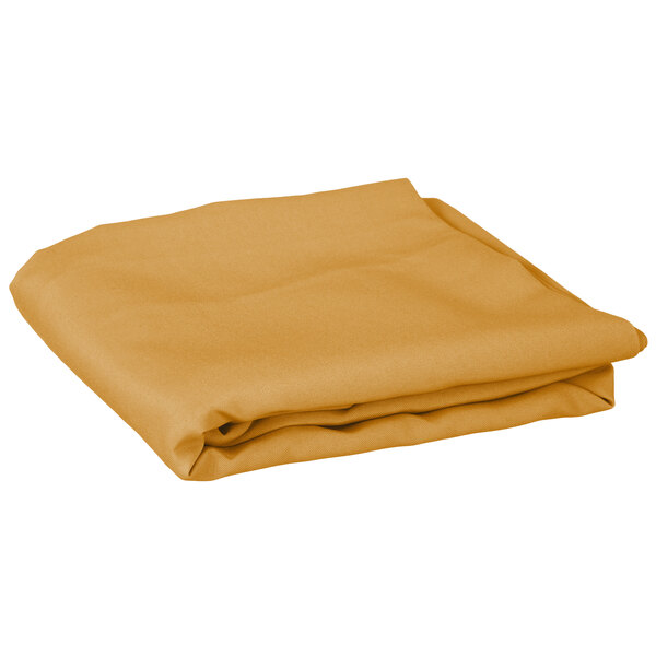 Intedge 64" Round Gold 100 Polyester Hemmed Cloth Table Cover