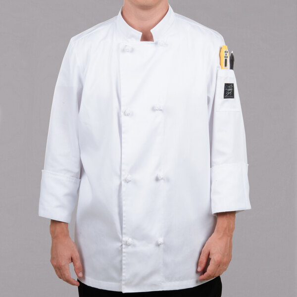 Chef Revival Bronze J050 Unisex White Customizable Chef Coat with Knot Cloth Buttons - 3X