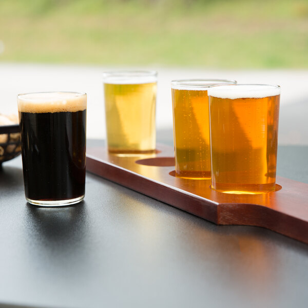 Libbey Craft Brews Beer Flight Set of 4 with Wood Beer Flight Paddle