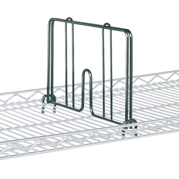 A Metro smoked glass divider for a Metro wire rack shelf.