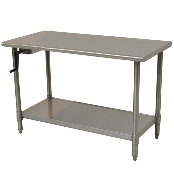 An Eagle Group stainless steel work table with undershelf.
