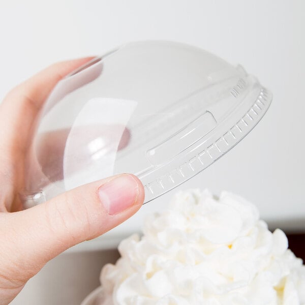 Solo DL639 Ultra Clear™ 32 oz. Clear PET Plastic Dome Lid with 1" Hole - 500/Case