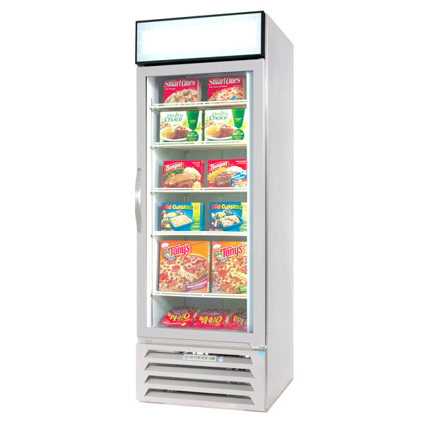 Beverage-Air MMF12-1-W-EL-LED MarketMax 24" White One Section Glass Door Merchandiser Freezer with Electronic Lock - 12 cu. ft.