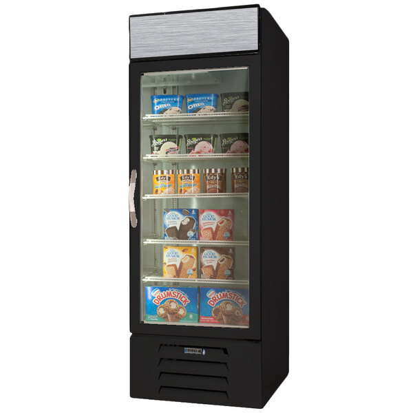Beverage-Air MMF23-1-B-EL-LED MarketMax 27" Black One Section Glass Door Merchandiser Freezer with Electronic Lock - 23 cu. ft.