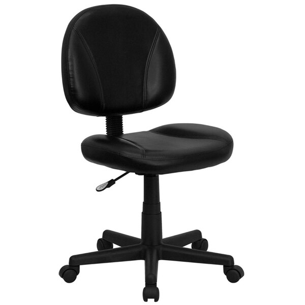 Flash Furniture BT-688-BK-GG Mid-Back Black Leather Ergonomic Office Chair / Task Chair