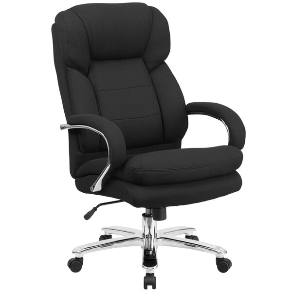 A Flash Furniture black office chair with chrome loop arms and wheels.