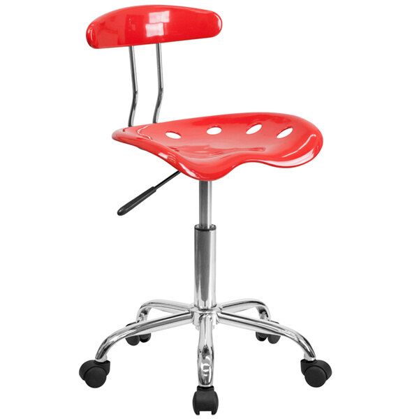 Flash Furniture LF-214-CHERRYTOMATO-GG Cherry Tomato Office / Task Chair with Tractor Seat and Chrome Frame