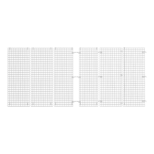 A grid pattern of metal wire shelves.