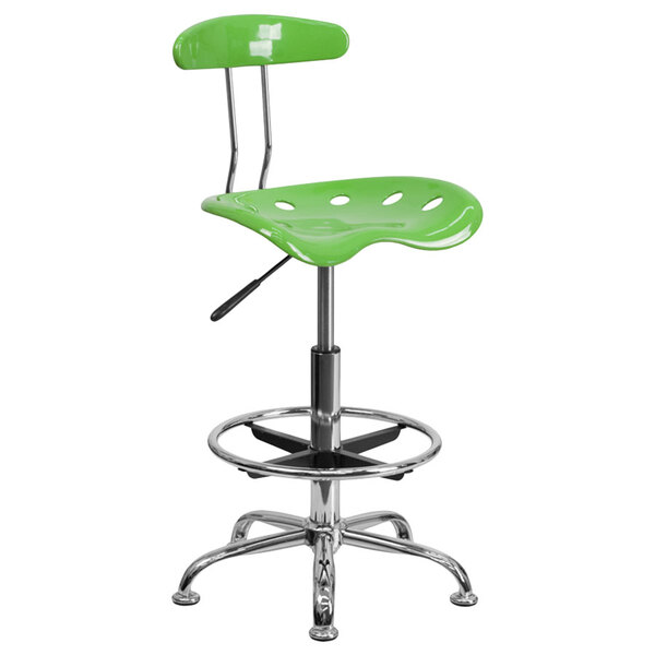 Flash Furniture LF-215-SPICYLIME-GG Spicy Lime Drafting Stool with Tractor Seat and Chrome Frame