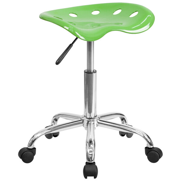 Flash Furniture LF-214A-SPICYLIME-GG Spicy Lime Green Office Stool with Tractor Seat and Chrome Frame