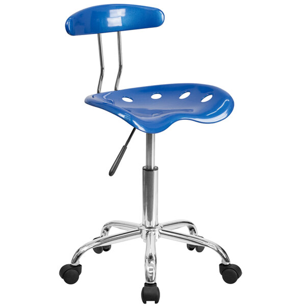 Flash Furniture LF-214-BRIGHTBLUE-GG Bright Blue Office / Task Chair with Tractor Seat and Chrome Frame