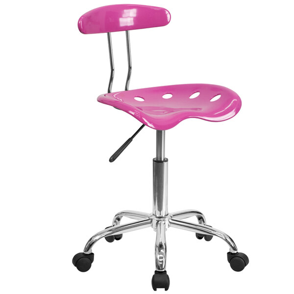 Flash Furniture LF-214-CANDYHEART-GG Candyheart Pink Office / Task Chair with Tractor Seat and Chrome Frame