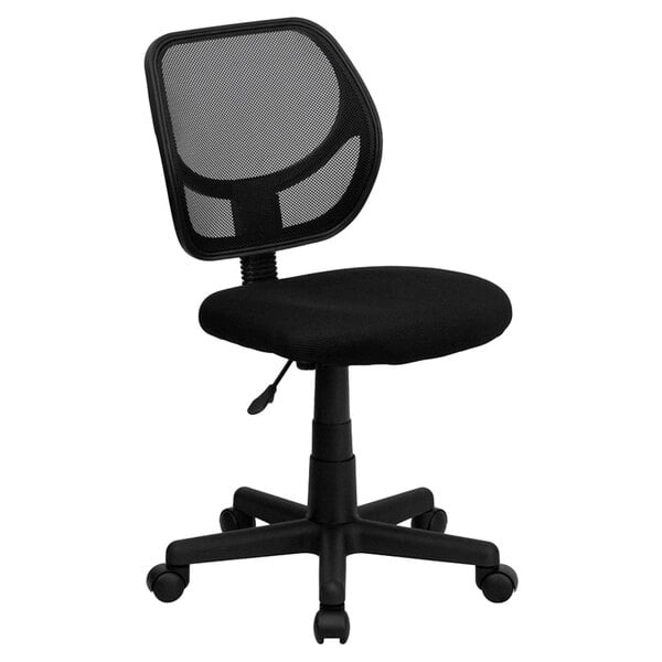 Flash Furniture WA-3074-BK-GG Mid-Back Black Mesh Office / Task Chair with Nylon Frame and Swivel Base