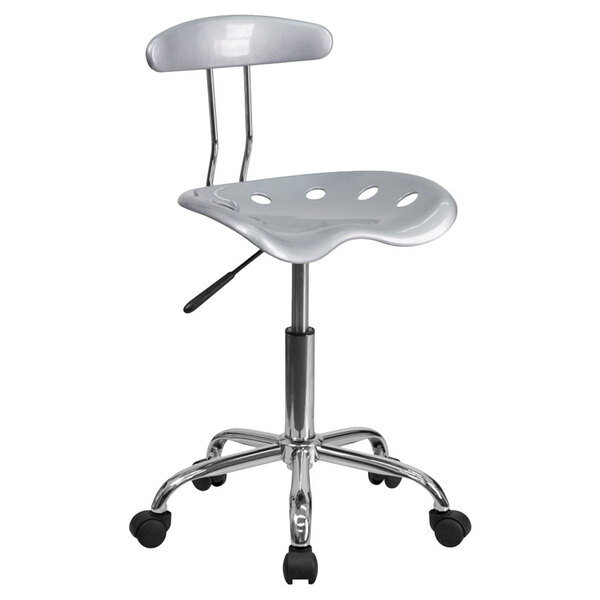 Flash Furniture LF-214-SILVER-GG Silver Office / Task Chair with Tractor Seat and Chrome Frame
